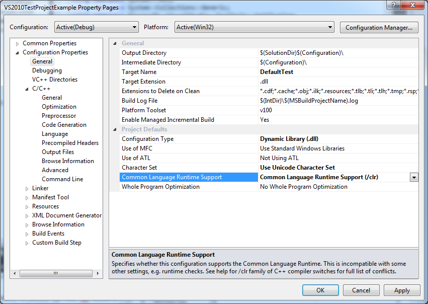 VS2010 clr options