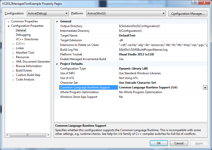 VS2012 clr options