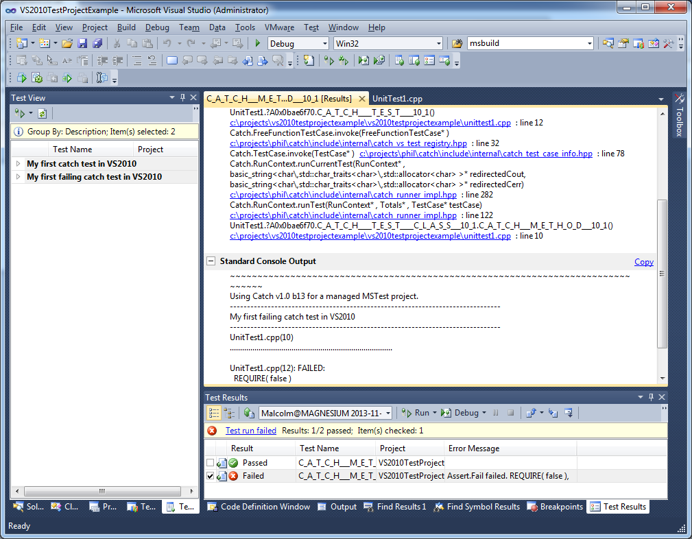 VS2010 example description