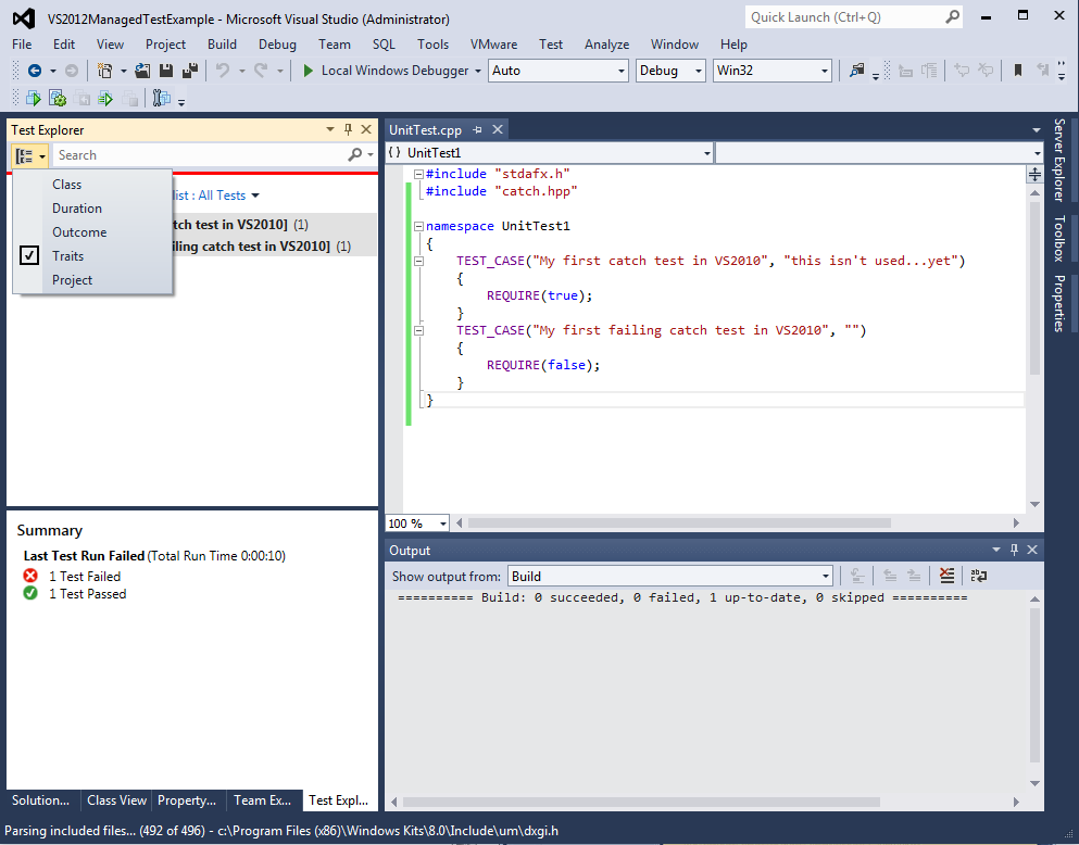 VS2012 example run