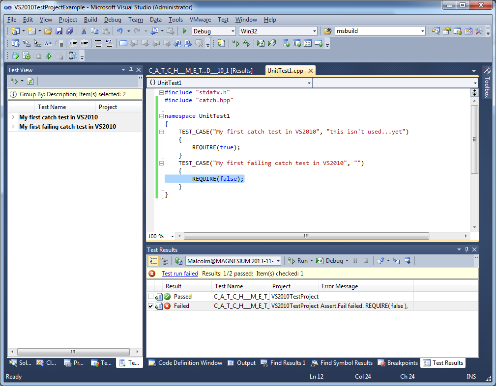 VS2010 example fail