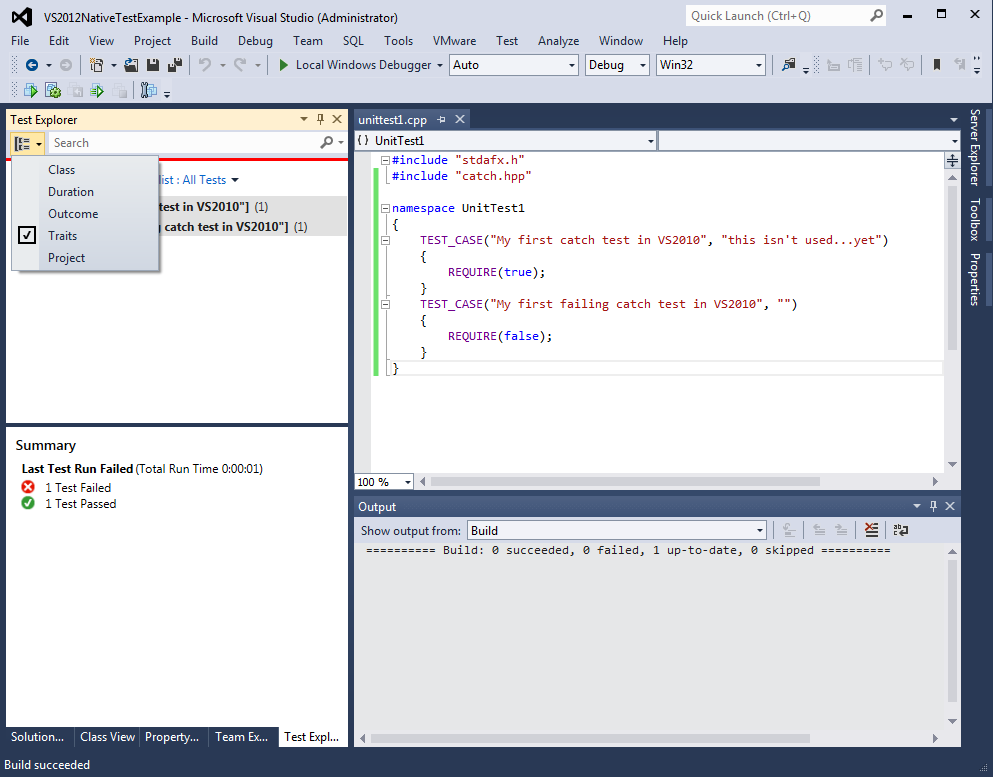 VS2012 example run